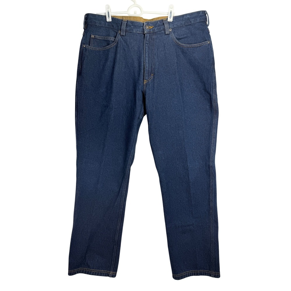 Duluth Trading Co Relaxed Fit Mens Jeans 36x34‎ Dark Wash Blue Cotton Work Pants